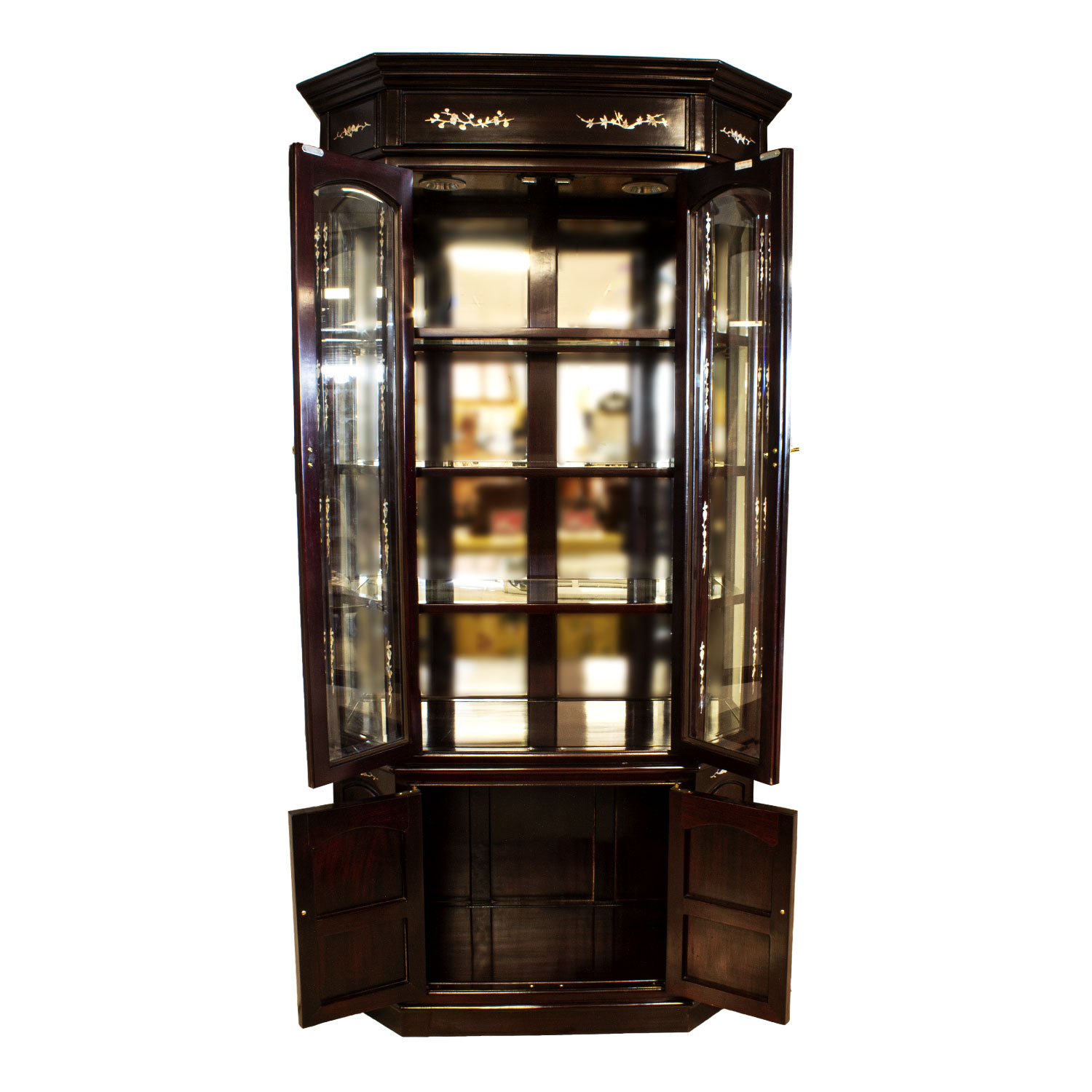 Dark cherry store china cabinet